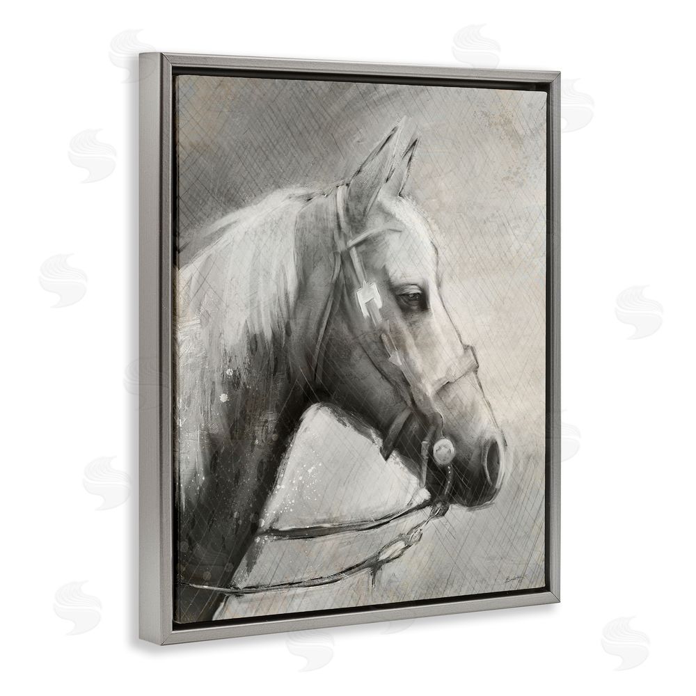 Chad Barrett Modern Ranch Horse Gray Floating Frame Canvas Wall Art Print