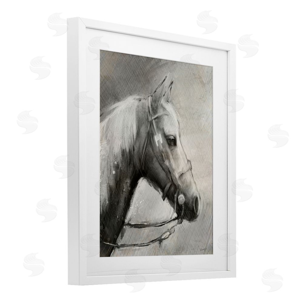Chad Barrett Modern Ranch Horse White Framed Print Under Glass Wall Art