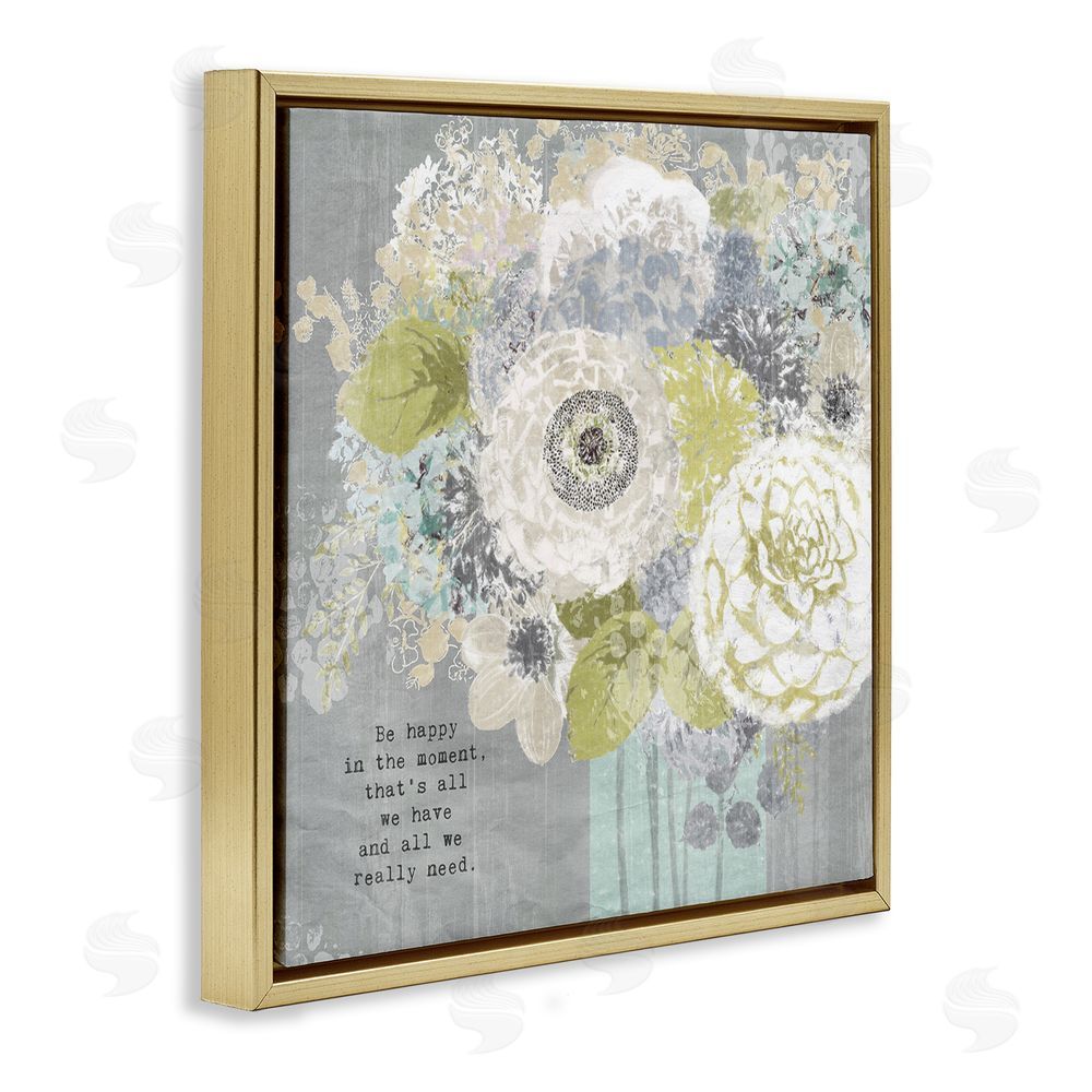 Suzanne Nicoll Happy In The Moment Gold Floating Frame Canvas Wall Art Print