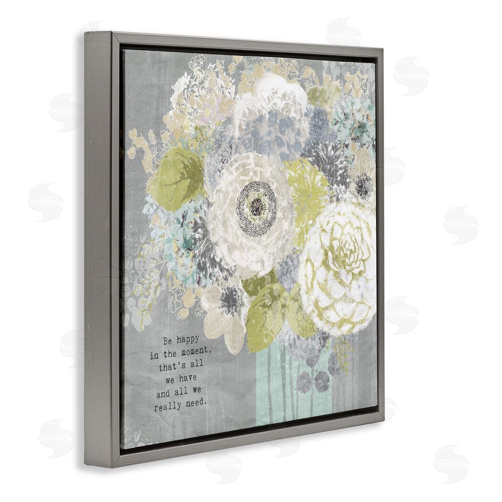 Suzanne Nicoll Happy In The Moment Gray Floating Frame Canvas Wall Art Print