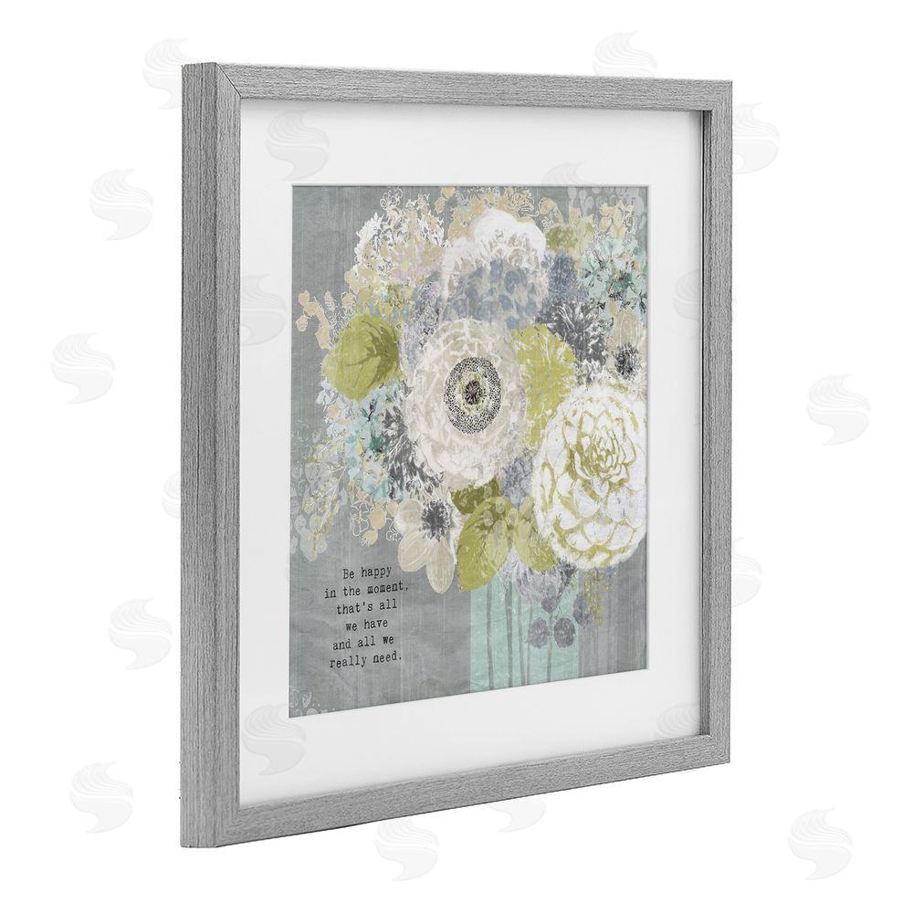 Suzanne Nicoll Happy In The Moment Gray Framed Print Under Glass Wall Art