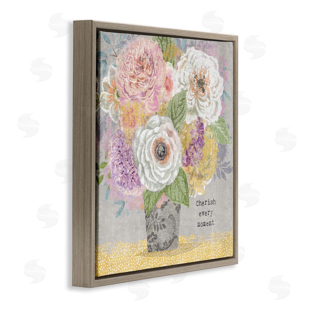 Suzanne Nicoll Cherish Every Moment Inspiration Brown Floating Frame Canvas Wall Art Print