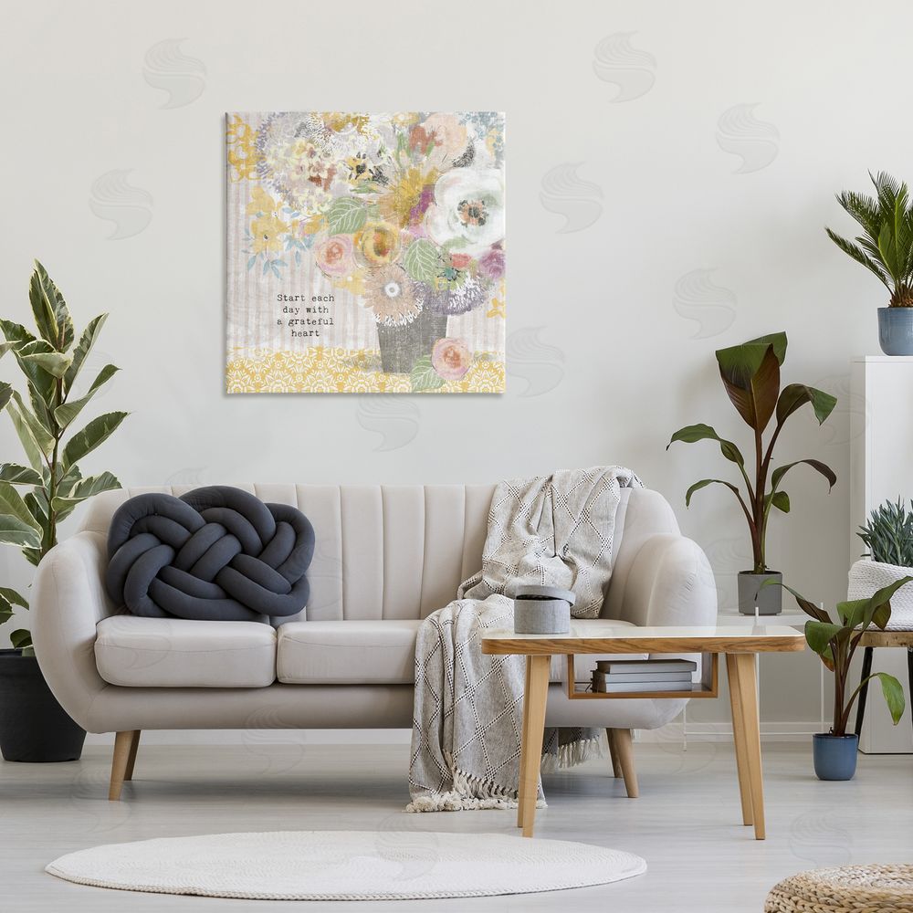 Suzanne Nicoll Floral Inspirations Grateful Heart Stretched Canvas Wall Art in Room