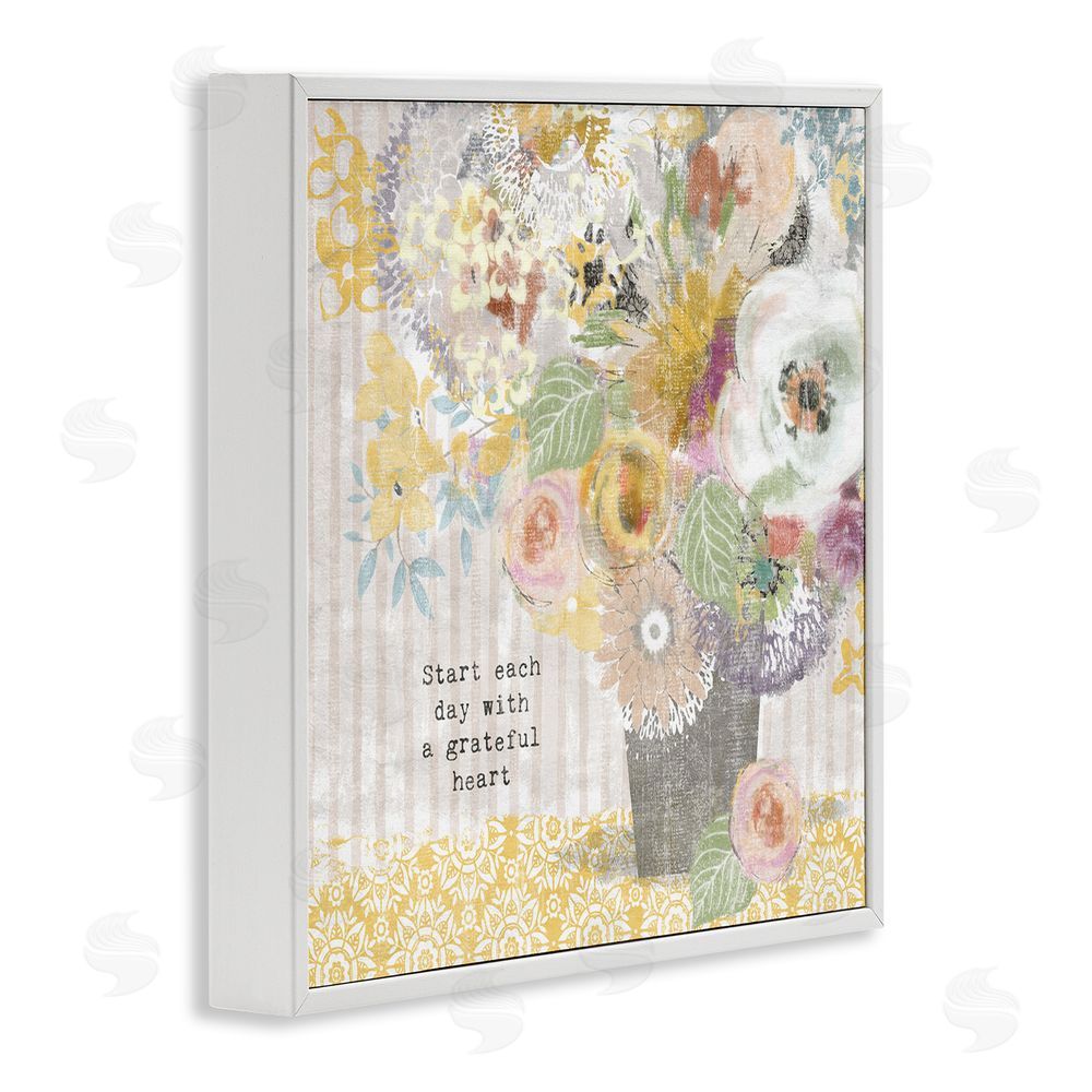 Suzanne Nicoll Floral Inspirations Grateful Heart White Framed Giclee Wall Art Print