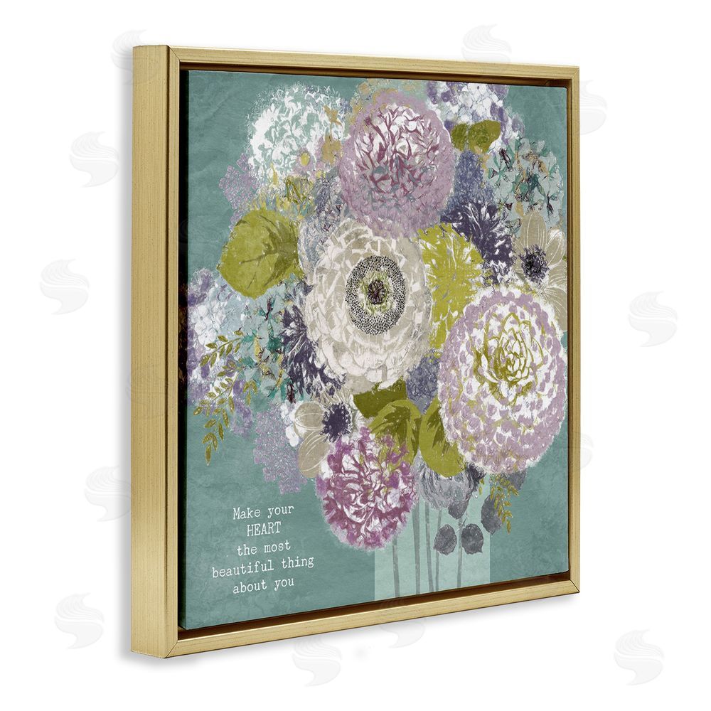 Suzanne Nicoll Most Beautiful Thing Florals Gold Floating Frame Canvas Wall Art Print