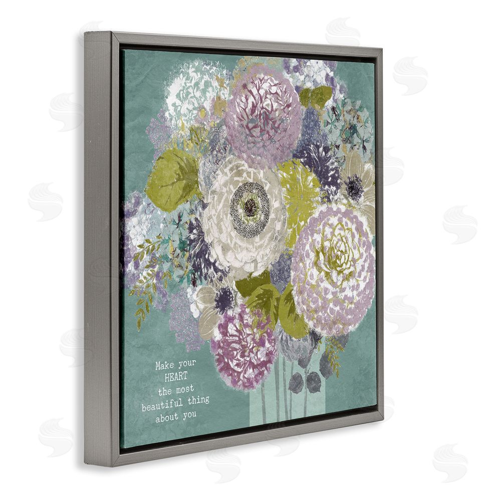 Suzanne Nicoll Most Beautiful Thing Florals Gray Floating Frame Canvas Wall Art Print