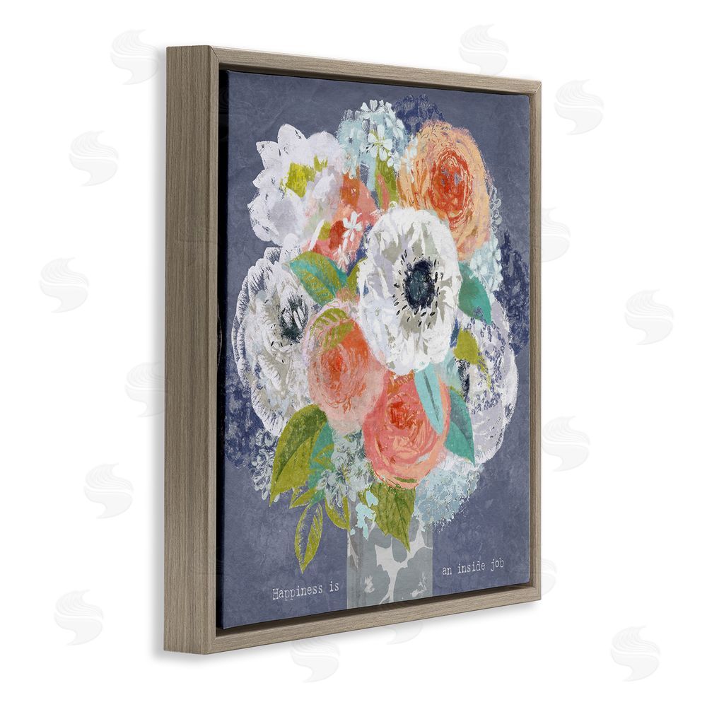 Suzanne Nicoll Happiness Is An Inside Job Brown Floating Frame Canvas Wall Art Print