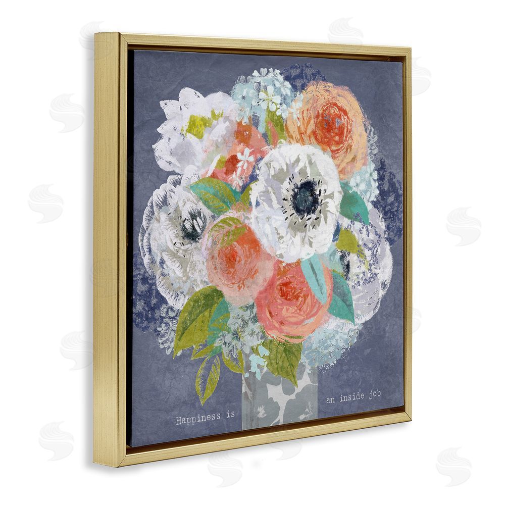 Suzanne Nicoll Happiness Is An Inside Job Gold Floating Frame Canvas Wall Art Print