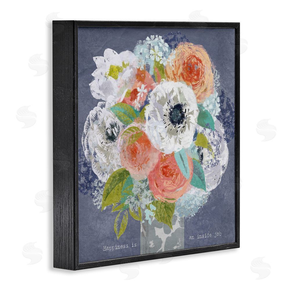 Suzanne Nicoll Happiness Is An Inside Job Black Framed Giclee Wall Art Print