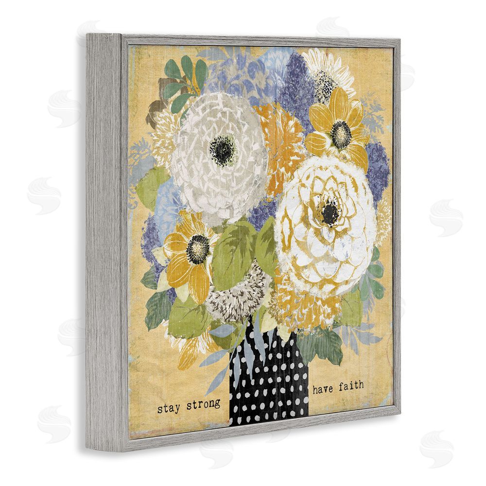 Suzanne Nicoll Stay Strong Have Faith Gray Framed Giclee Wall Art Print