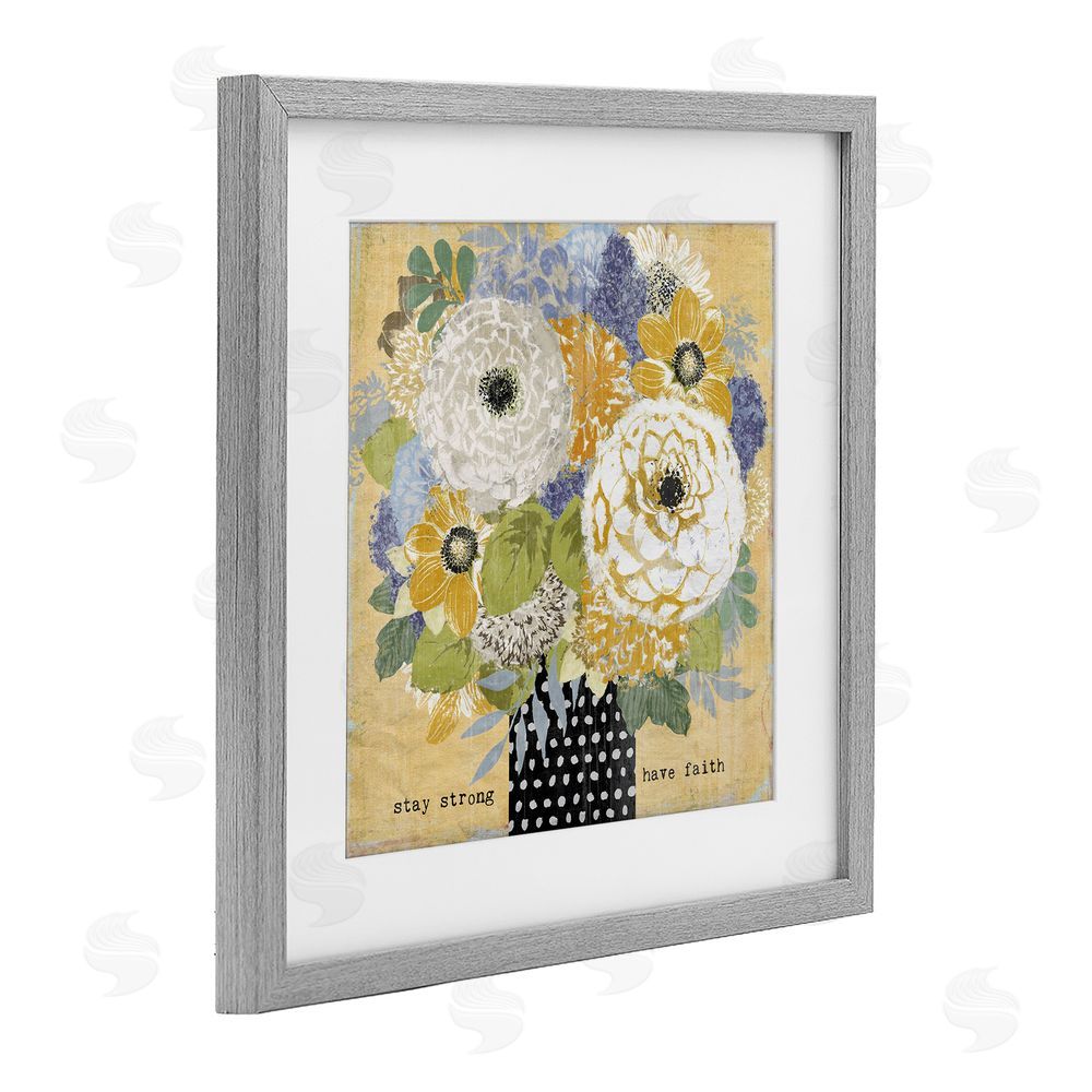 Suzanne Nicoll Stay Strong Have Faith Gray Framed Print Under Glass Wall Art