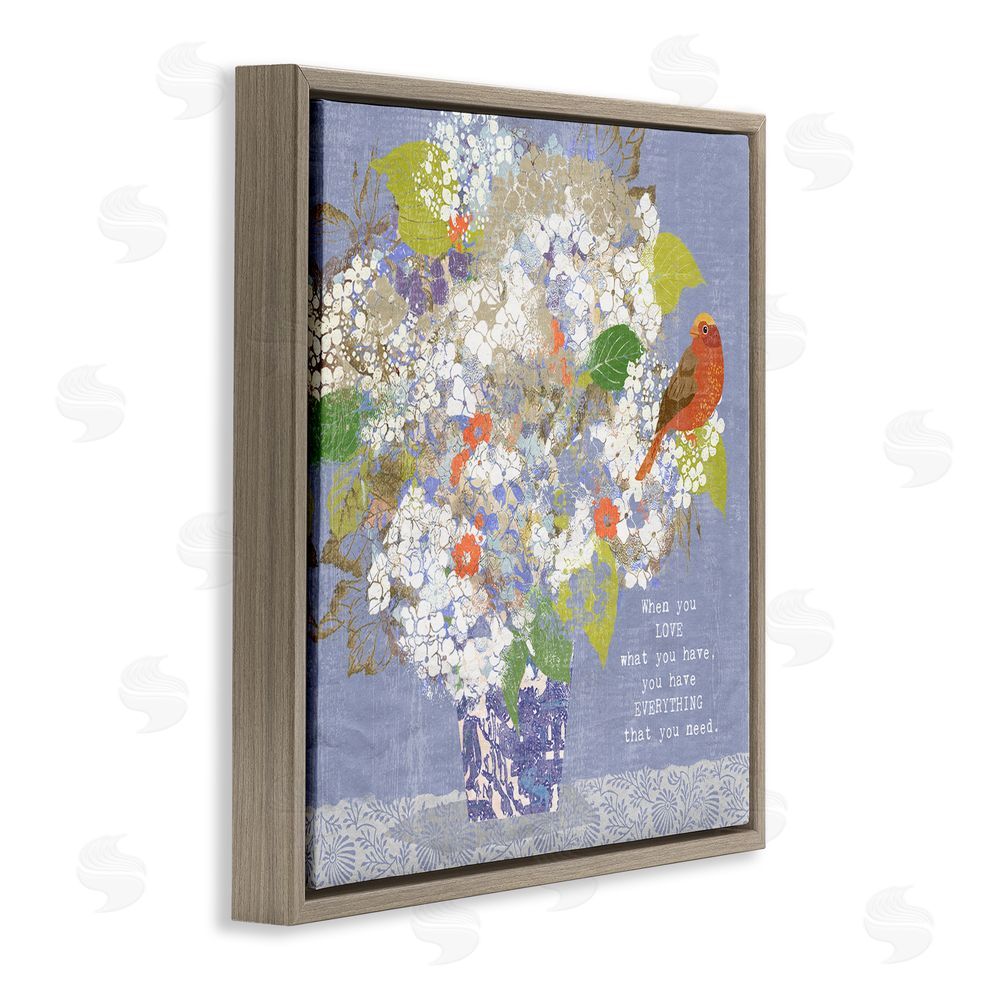 Suzanne Nicoll Floral Inspiration On Love Brown Floating Frame Canvas Wall Art Print