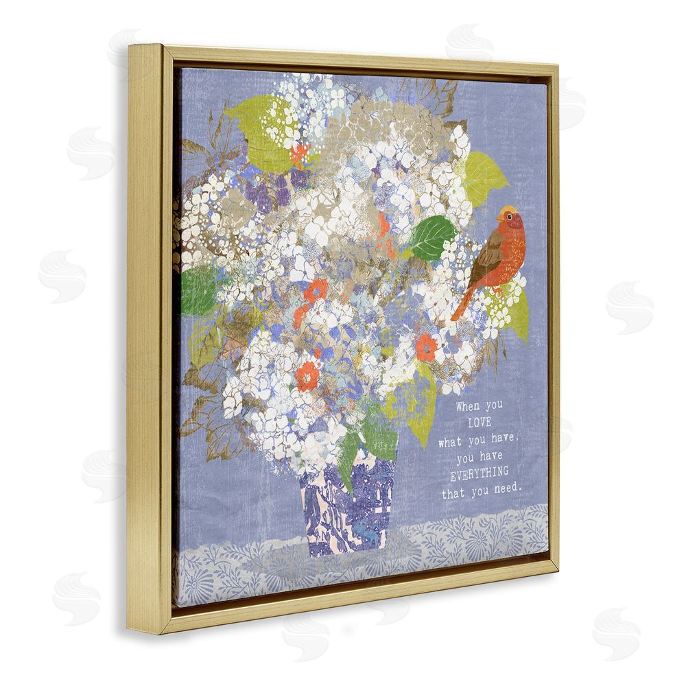 Suzanne Nicoll Floral Inspiration On Love Gold Floating Frame Canvas Wall Art Print