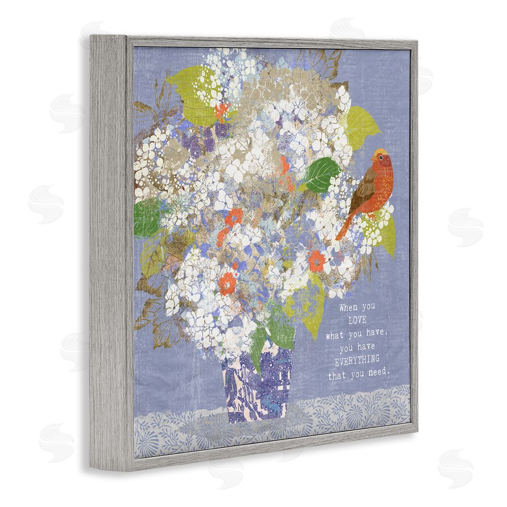 Suzanne Nicoll Floral Inspiration On Love Gray Framed Giclee Wall Art Print