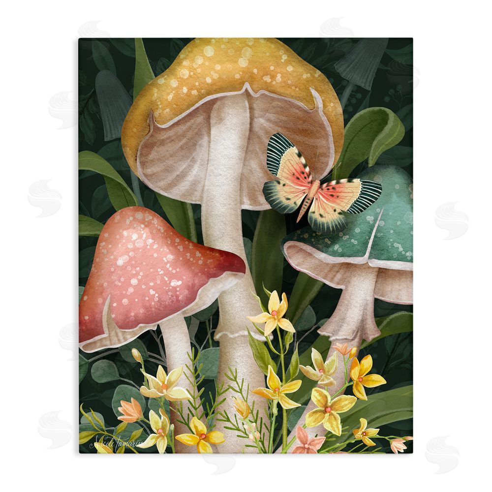 Nicole Tamarin Midnight Garden Mushrooms Stretched Canvas Wall Art Print