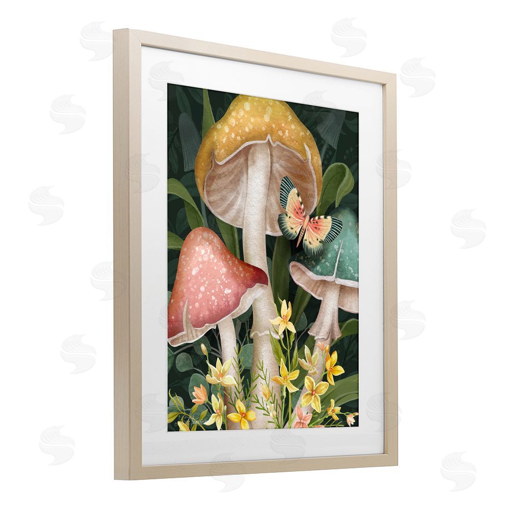 Nicole Tamarin Midnight Garden Mushrooms Brown Framed Print Under Glass Wall Art