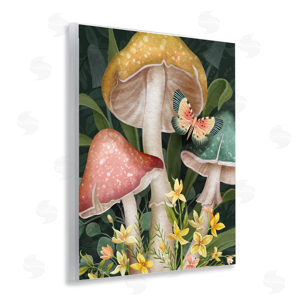 Nicole Tamarin Midnight Garden Mushrooms Wooden Wall Plaque Art Print