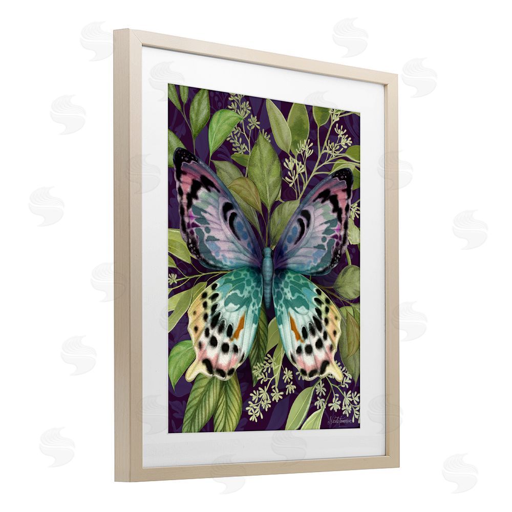 Nicole Tamarin Midnight Garden Butterfly Brown Framed Print Under Glass Wall Art