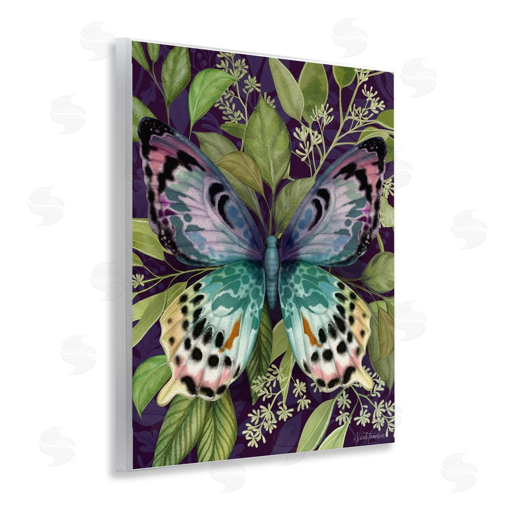 Nicole Tamarin Midnight Garden Butterfly Wooden Wall Plaque Art Print