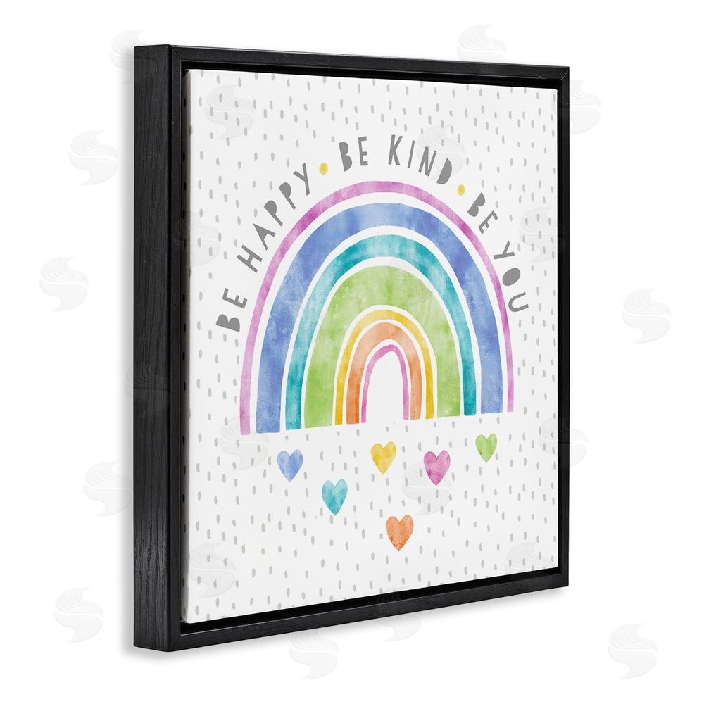 Suzanne Nicoll Be You Hearts & Rainbow Black Floating Frame Canvas Wall Art Print