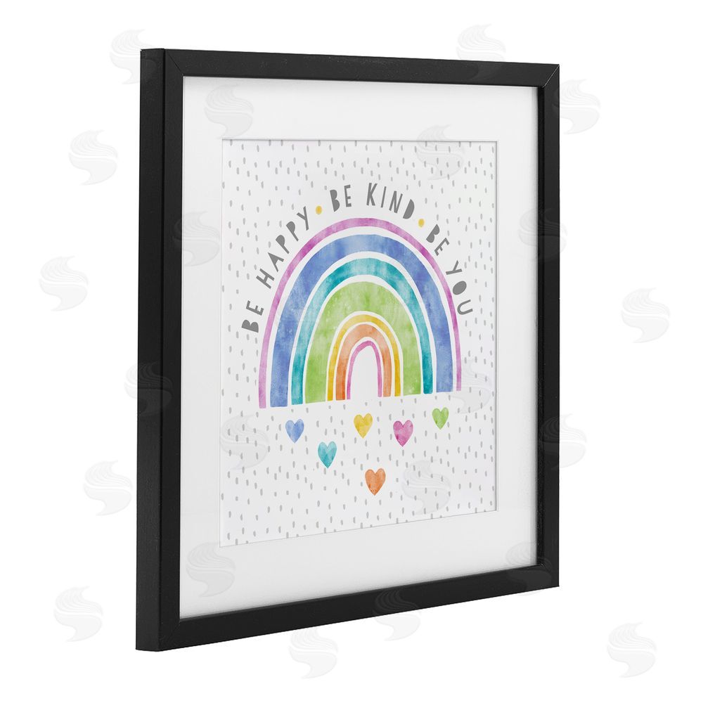 Suzanne Nicoll Be You Hearts & Rainbow Black Framed Print Under Glass Wall Art