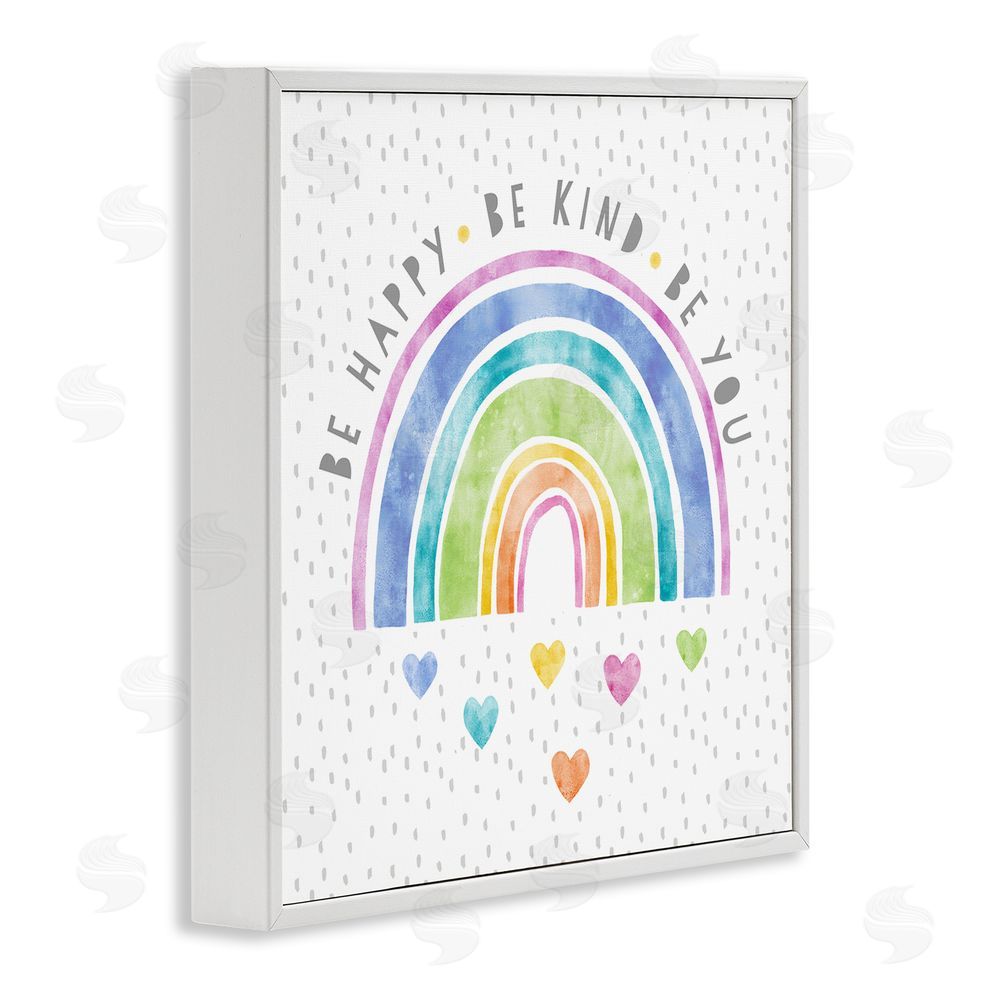 Suzanne Nicoll Be You Hearts & Rainbow White Framed Giclee Wall Art Print