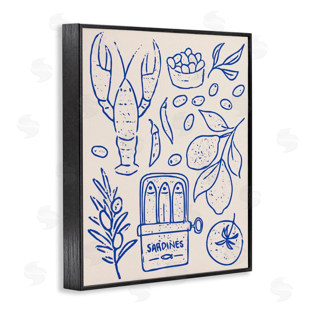 Camila Juncos Seafood & Herbs Simplicity Black Framed Giclee Wall Art Print