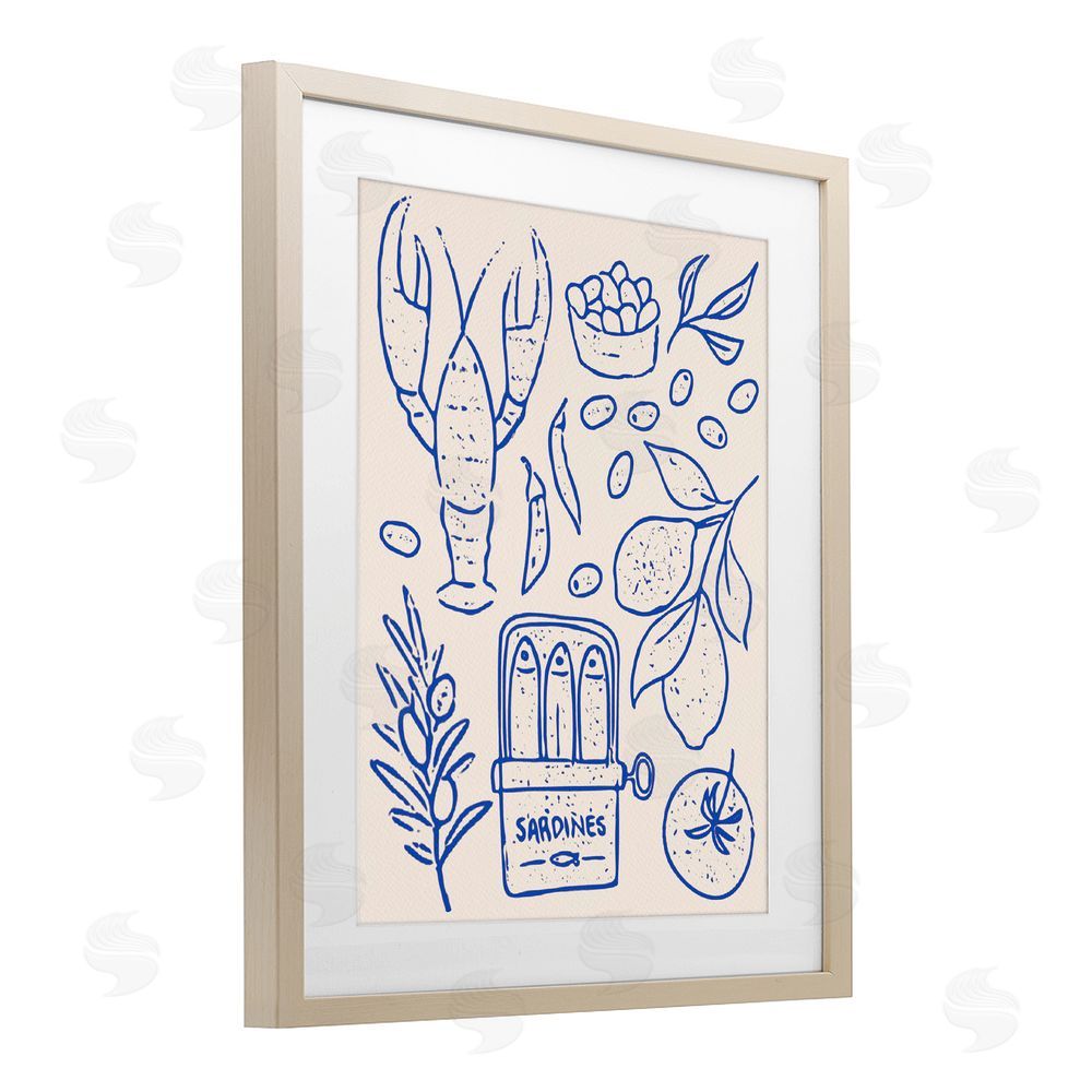 Camila Juncos Seafood & Herbs Simplicity Brown Framed Print Under Glass Wall Art