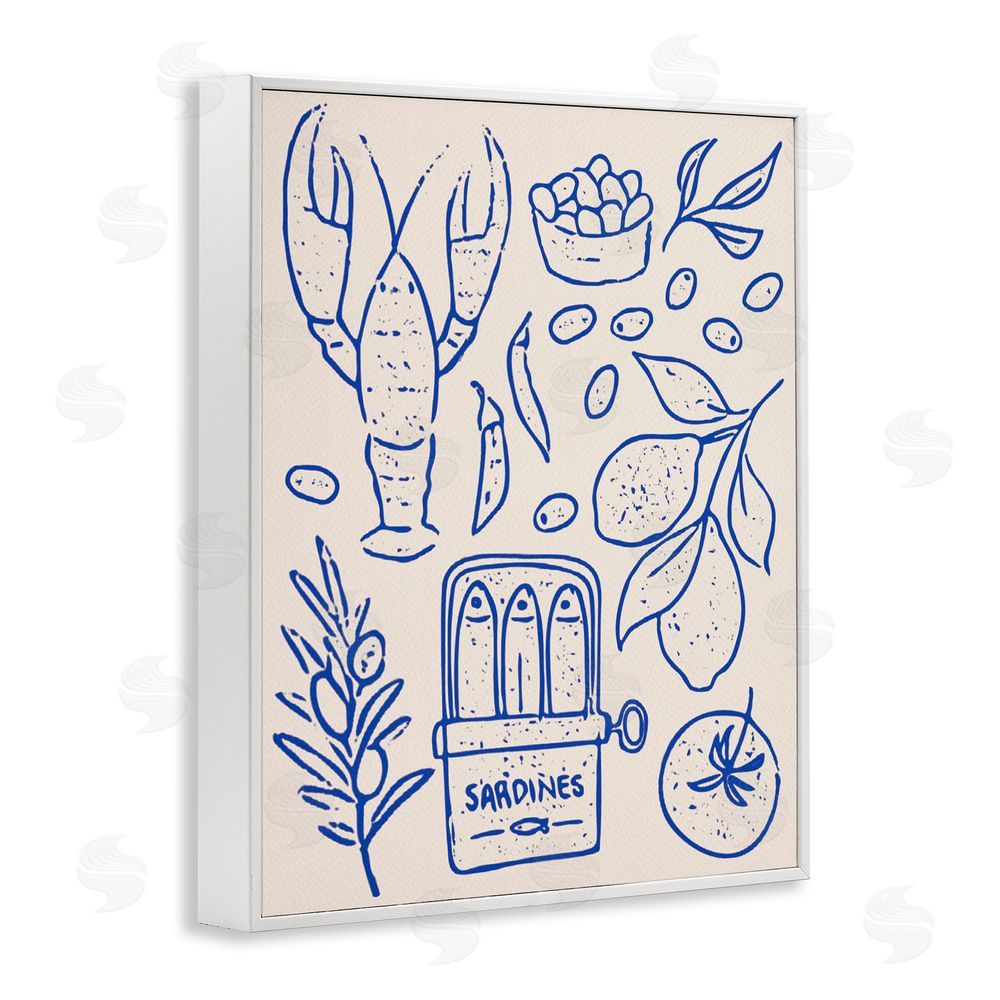 Camila Juncos Seafood & Herbs Simplicity White Framed Giclee Wall Art Print