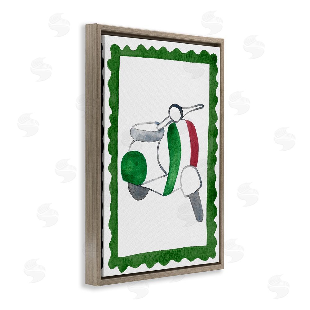 Camila Juncos Italian Motor Scooter Brown Floating Frame Canvas Wall Art