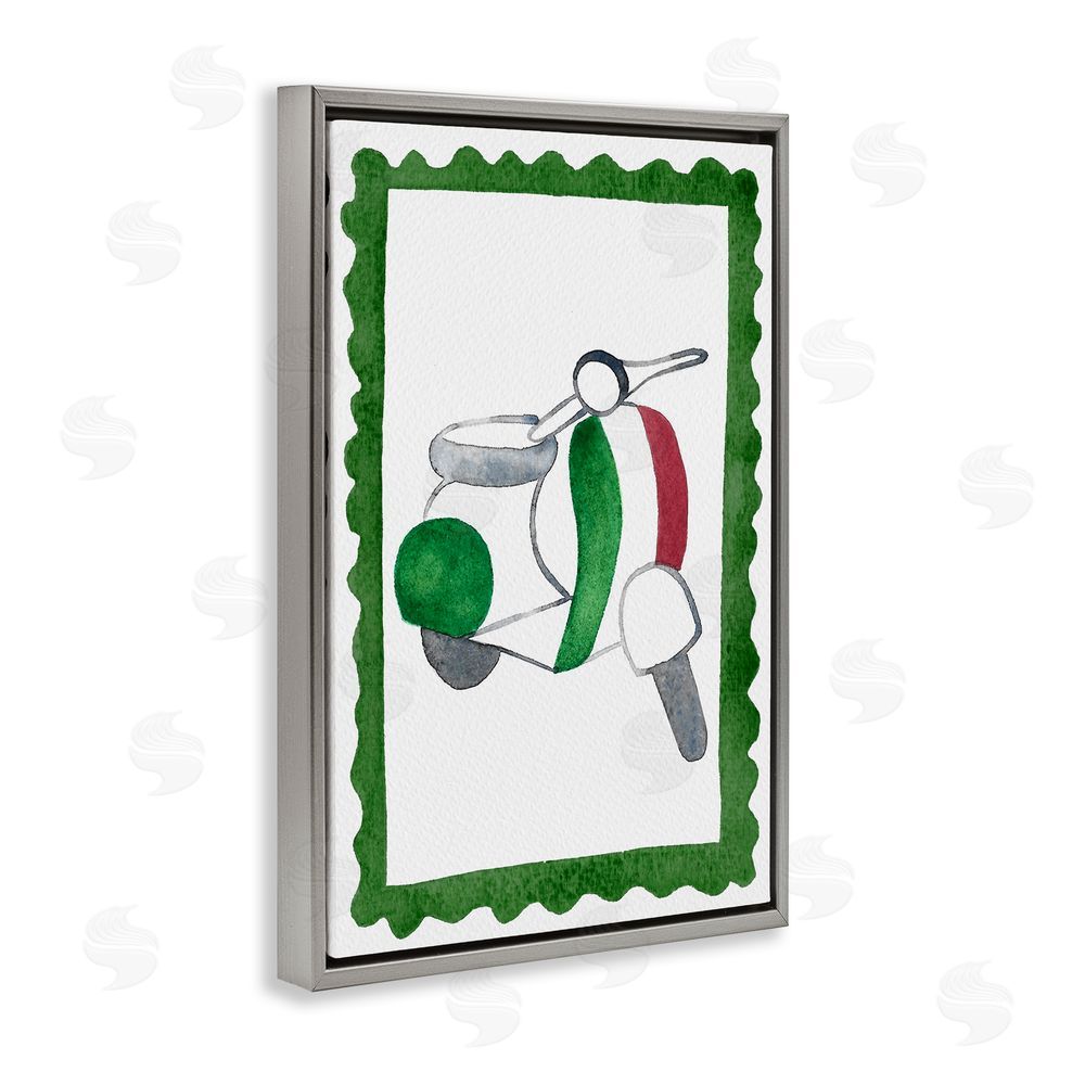 Camila Juncos Italian Motor Scooter Gray Floating Frame Canvas Wall Art