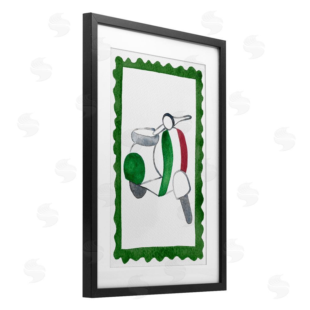 Camila Juncos Italian Motor Scooter Black Framed Print Under Glass with Mat Wall Art