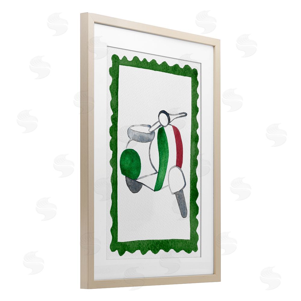 Camila Juncos Italian Motor Scooter Brown Framed Print Under Glass with Mat Wall Art