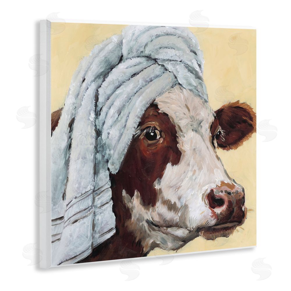 Studio Bautista Cow Spa with Towel Wooden Wall Plaque Art Print