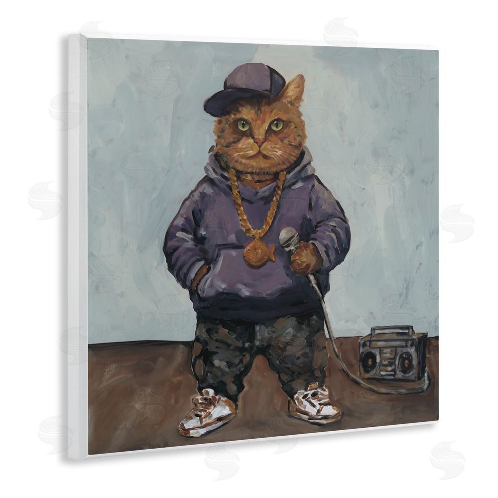 Studio Bautista Urban Hip-Hop Cat Wooden Wall Plaque Art Print