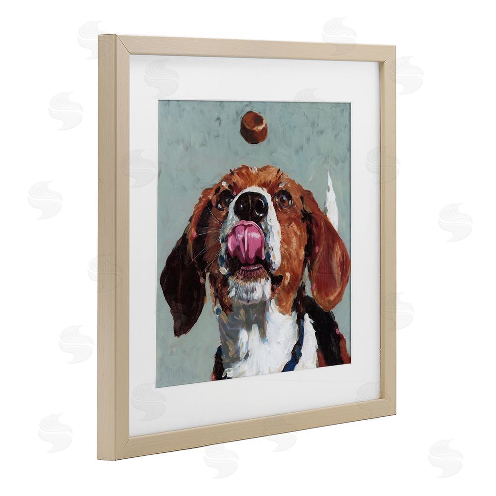 Studio Bautista Beagle Treat Excitement Brown Framed Print Under Glass Wall Art