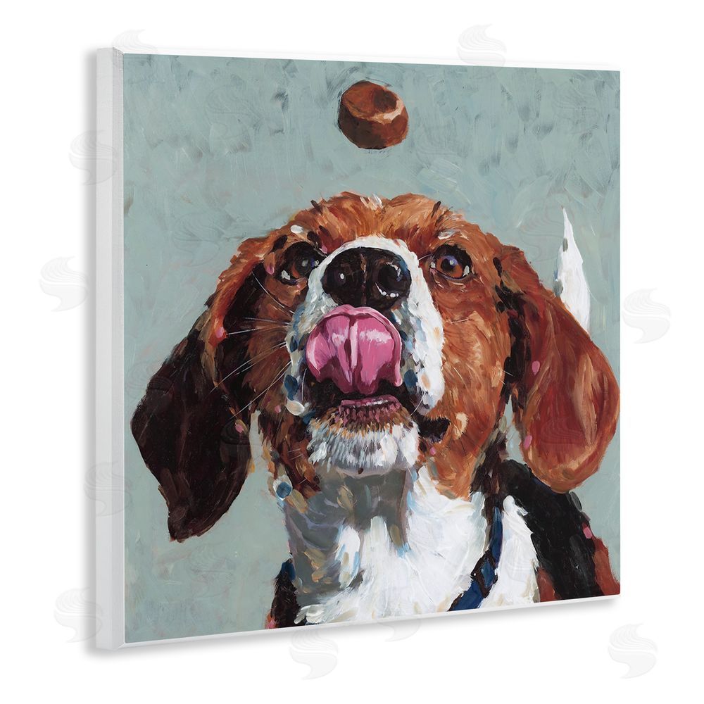 Studio Bautista Beagle Treat Excitement Wooden Wall Plaque Art Print