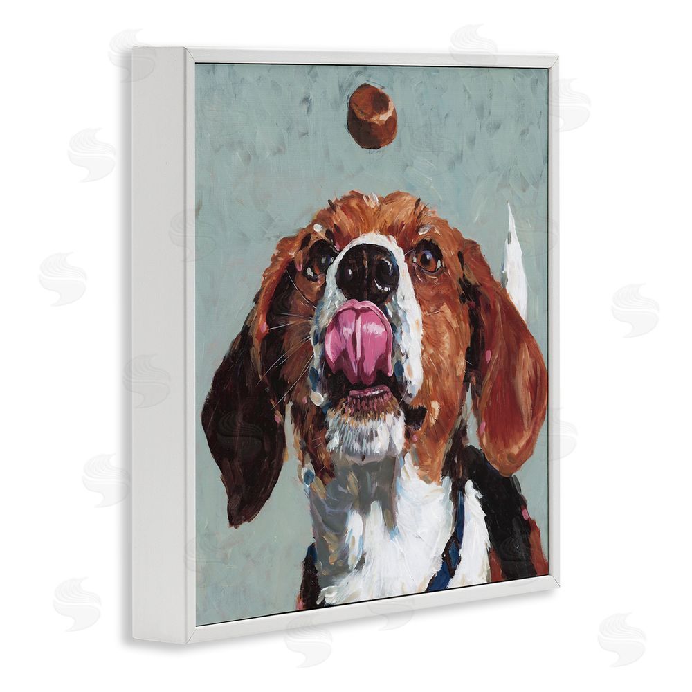 Studio Bautista Beagle Treat Excitement White Framed Giclee Wall Art Print