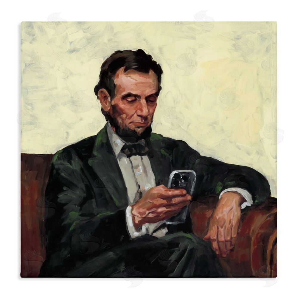 Studio Bautista Abe with Cellphone Stretched Canvas Wall Art Print