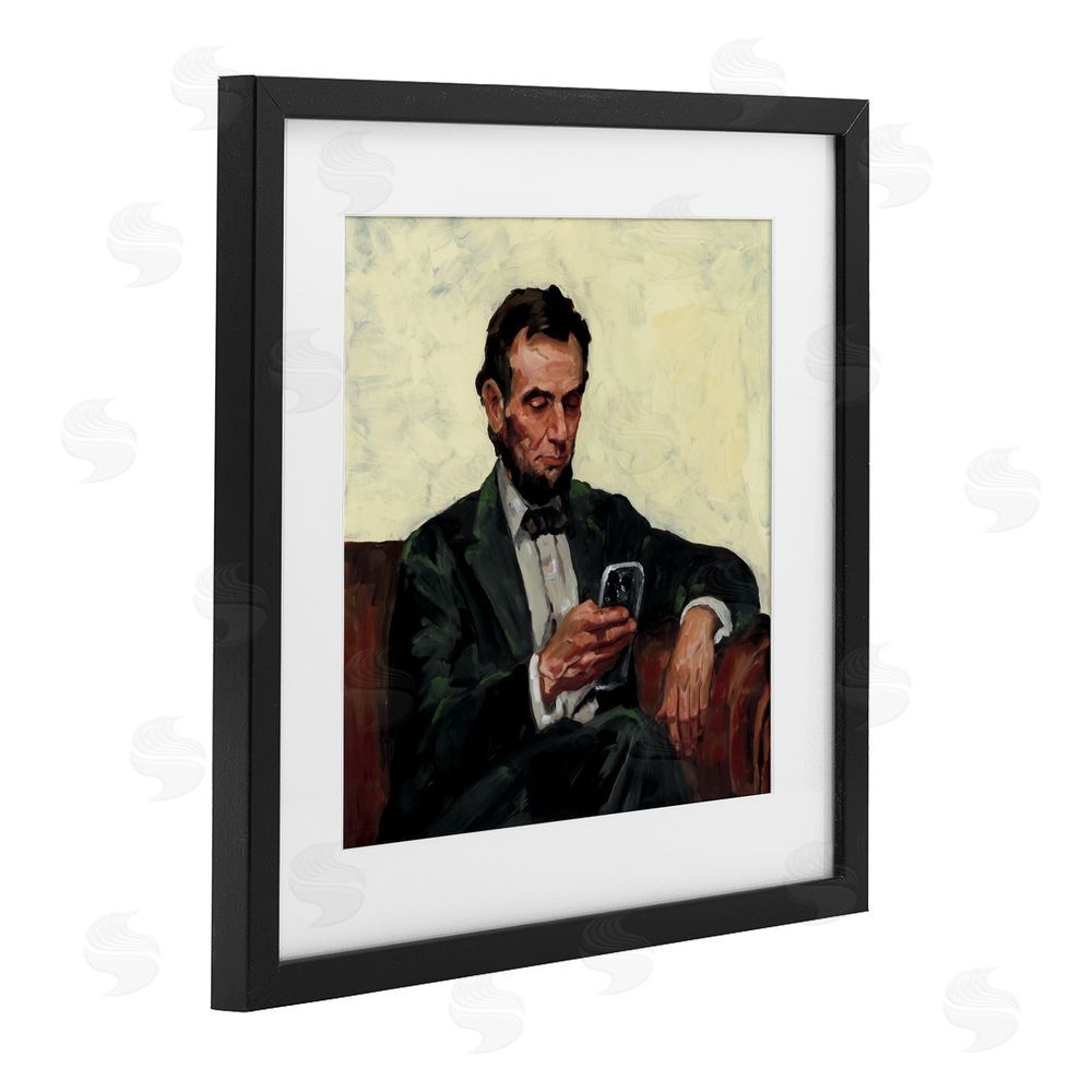 Studio Bautista Abe with Cellphone Black Framed Print Under Glass Wall Art