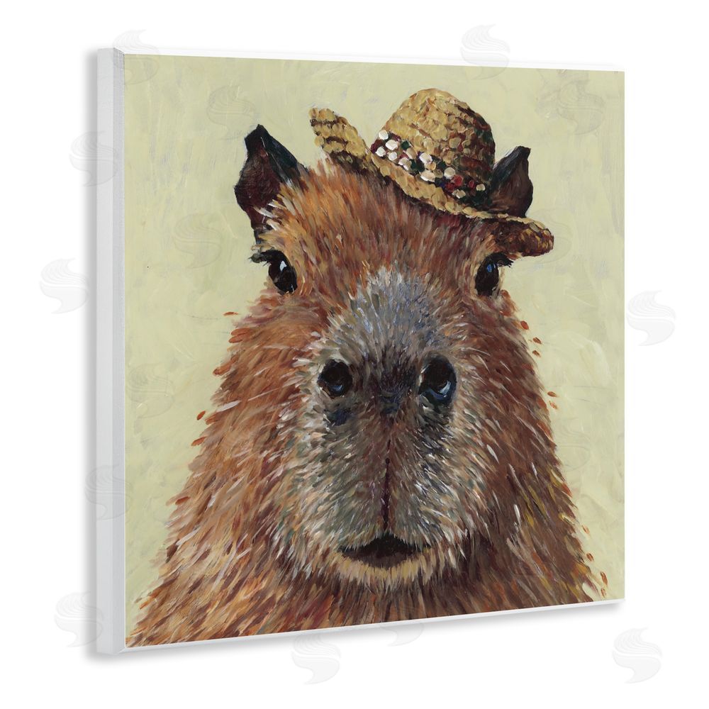Studio Bautista Capybara with Straw Hat Wall Plaque Art Print
