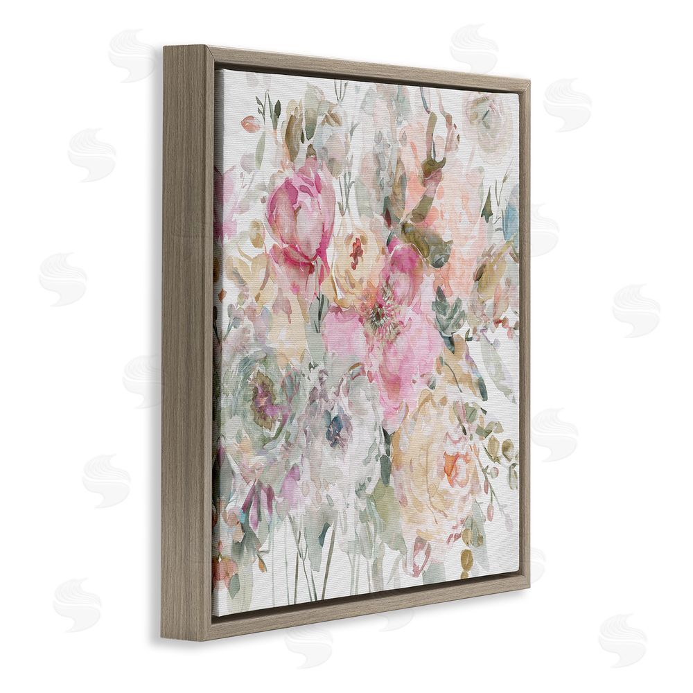 Carol Robinson Romantic Pastel Petals Brown Floating Frame Canvas Wall Art Print