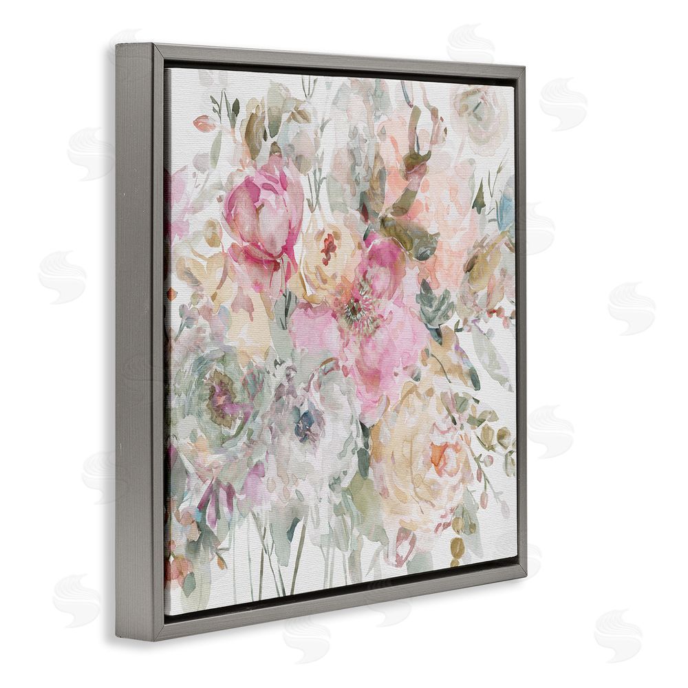 Carol Robinson Romantic Pastel Petals Gray Floating Frame Canvas Wall Art Print