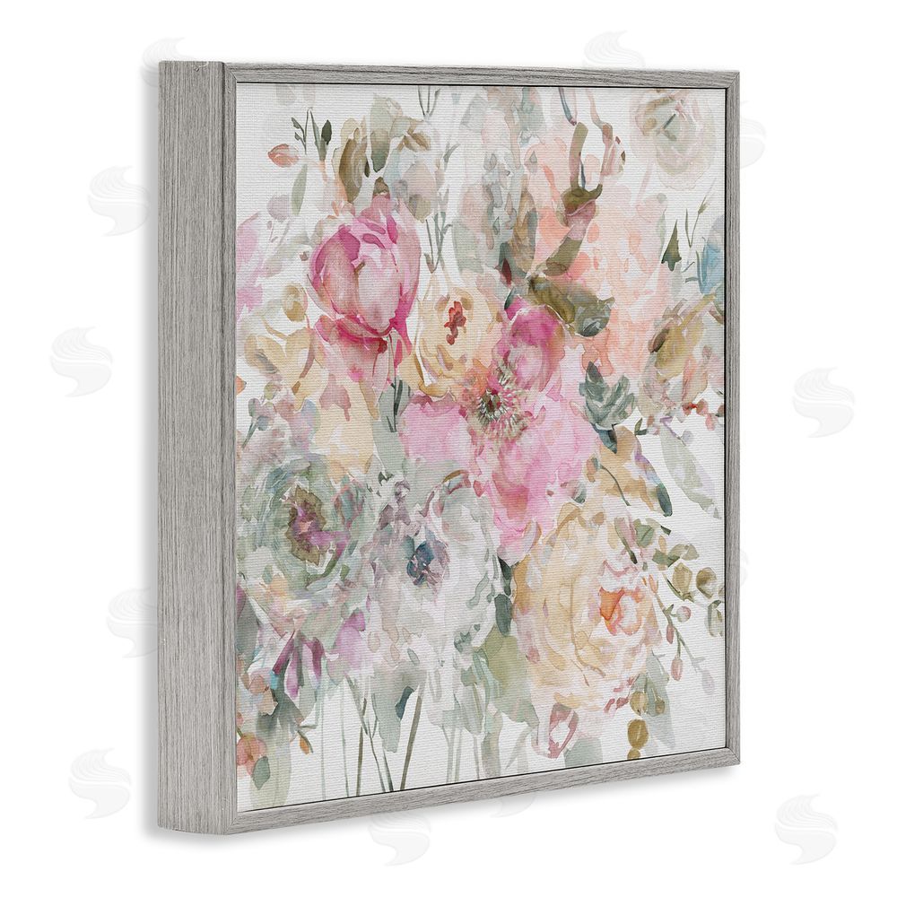 Carol Robinson Romantic Pastel Petals Gray Framed Giclee Wall Art Print