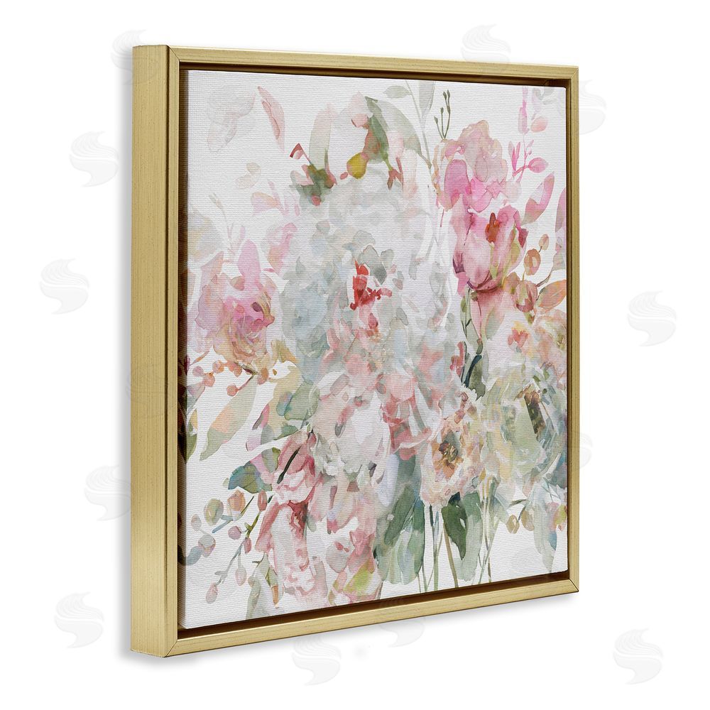 Carol Robinson Romantic Pastel Blossoms Gold Floating Frame Canvas Wall Art Print