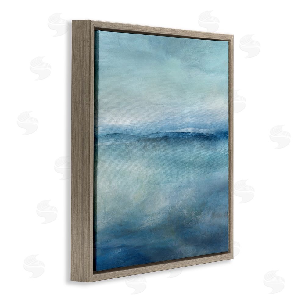 Carol Robinson Misty Blue Coastal Horizon Brown Floating Frame Canvas Wall Art Print