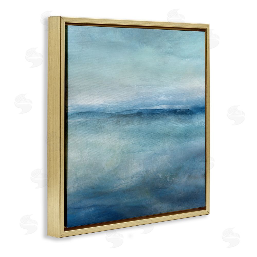 Carol Robinson Misty Blue Coastal Horizon Gold Floating Frame Canvas Wall Art Print