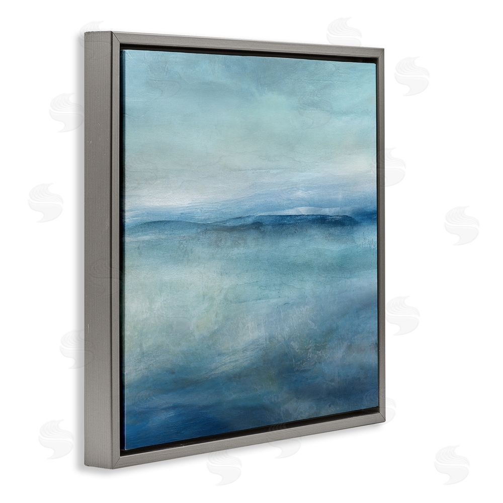 Carol Robinson Misty Blue Coastal Horizon Gray Floating Frame Canvas Wall Art Print