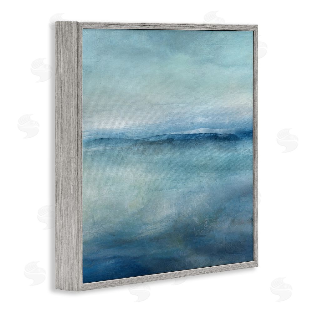Carol Robinson Misty Blue Coastal Horizon Gray Framed Giclee Wall Art Print