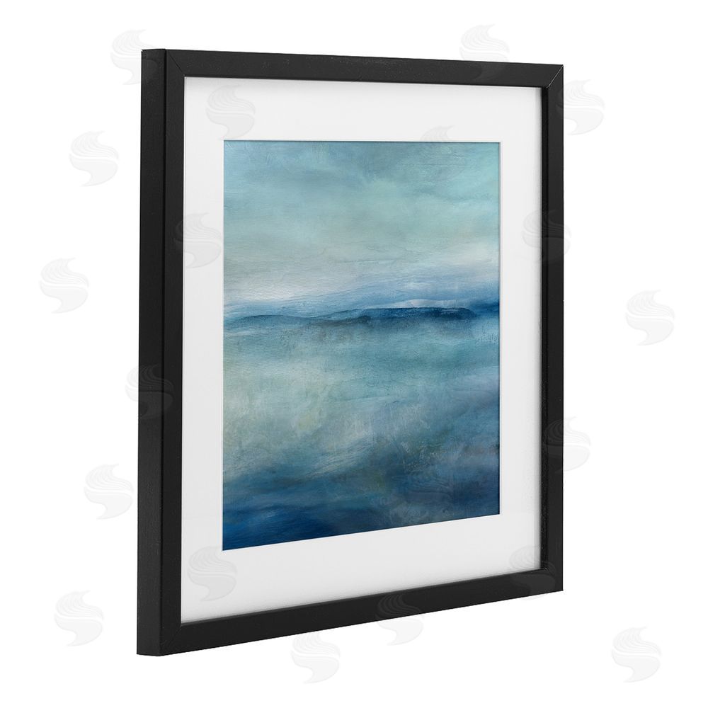 Carol Robinson Misty Blue Coastal Horizon Black Framed Print Under Glass Wall Art